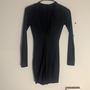 V line neck, long sleeve romper